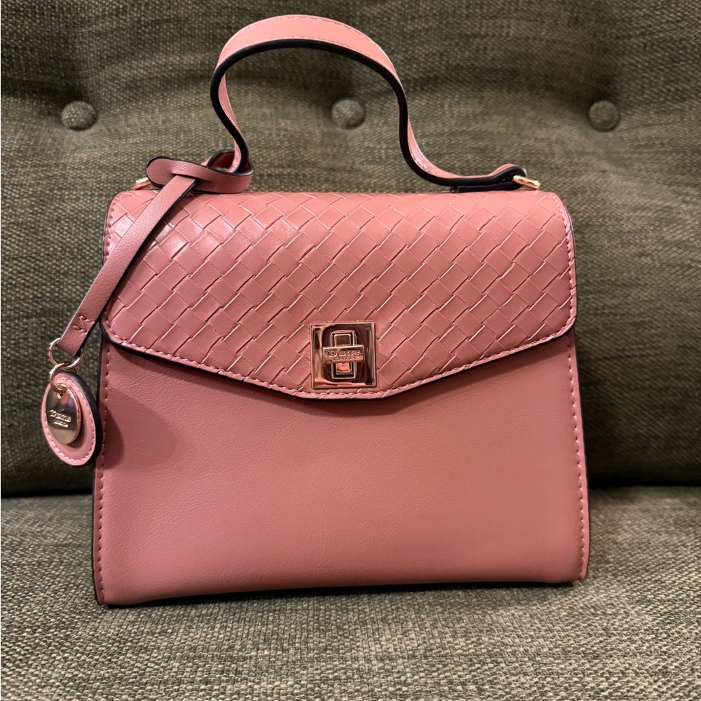 Mauve top handle crossbody handbag